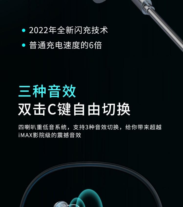 OKSJ 蓝牙耳机挂脖式运动颈挂式无线跑步磁吸双动圈四喇叭大电量超长待机数显OKSJ-A15