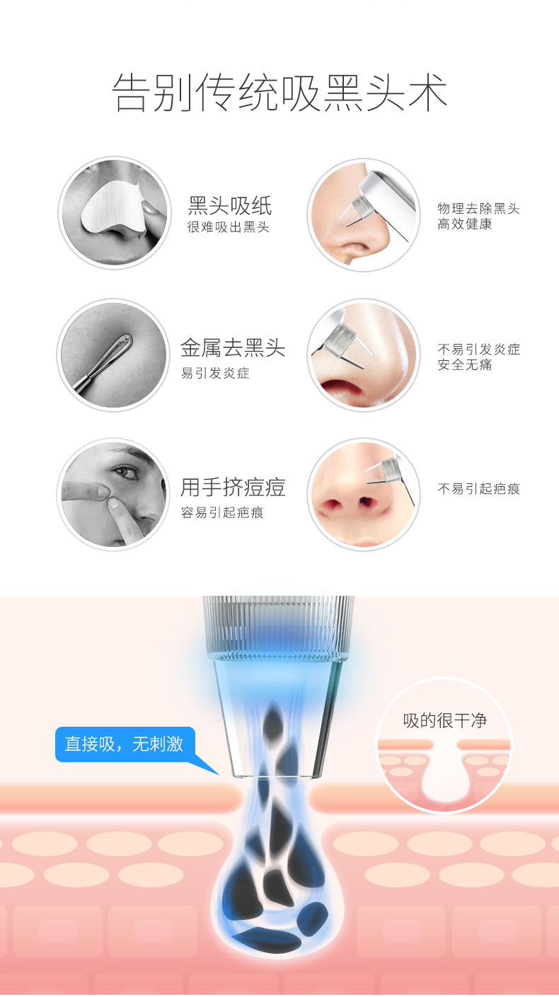 【领券立减】美克斯(MKS) 美容仪吸黑头去黑头吸出器毛孔清洁器电动黑头仪NV8530