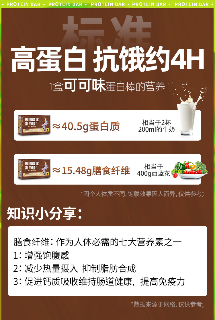 零饱饱/LINGBAOBAO 可可味/摩卡味/豆乳味蛋白棒 代餐轻食饼干180g/盒 共10根