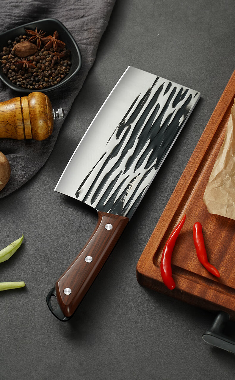 拜格（BAYCO） 锤纹菜刀不锈钢斩切两用刀砍骨切菜切肉切片刀厨房刀具单刀BD2956