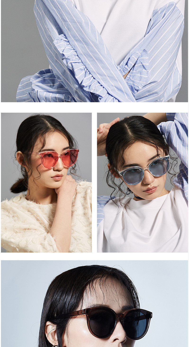 音米（INMIX）墨镜女圆框眼镜 女韩版潮 前卫 透明框墨镜偏光太阳镜