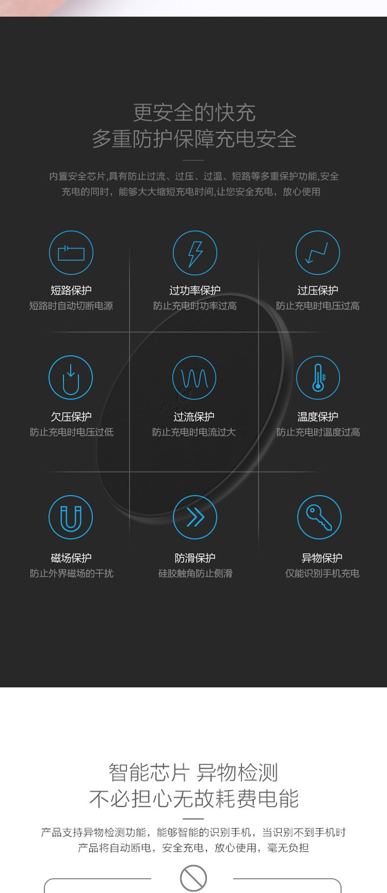 毕亚兹 苹果Xs Max/XR/X无线充电器 无线快充充电底座 安卓手机通用 M17