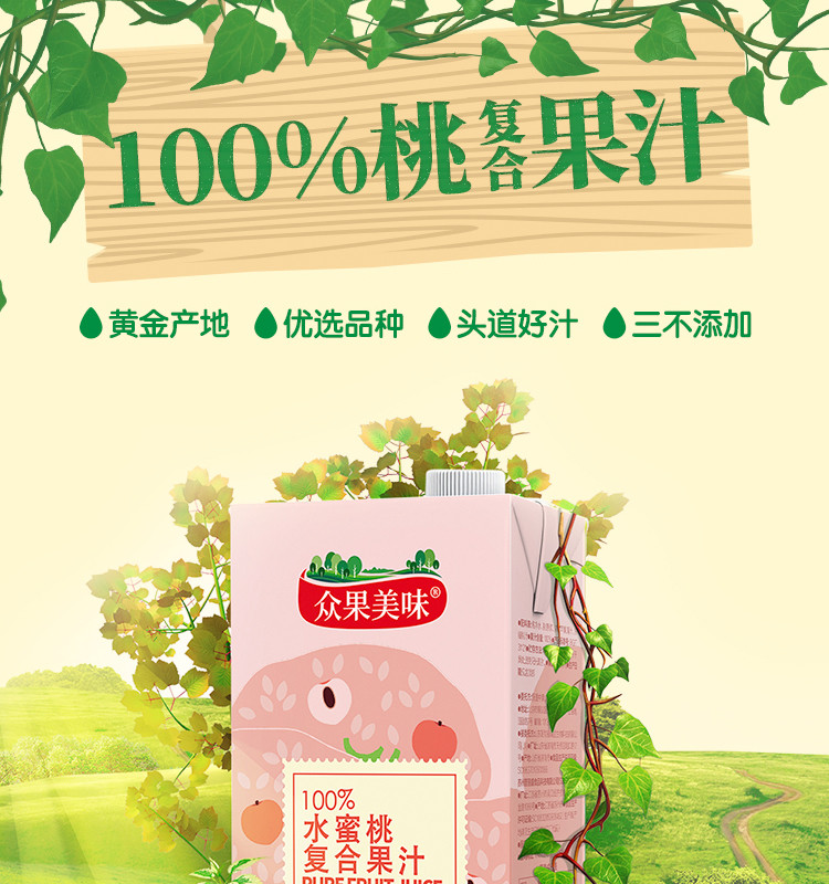 多种口味可选 众果美味 100%纯果汁 1L*5盒  礼盒装