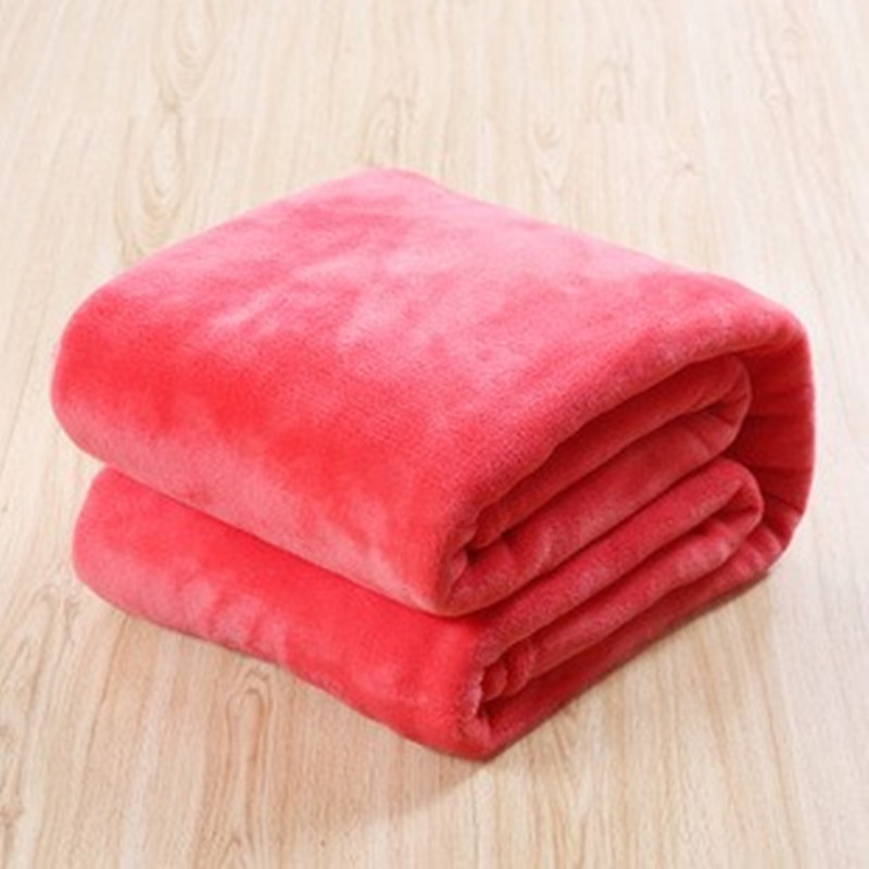 简约纯色毛毯 办公室空调毯 午睡毯 薄毯 床单 法莱绒 超柔素色150*200CM【颜色随机】