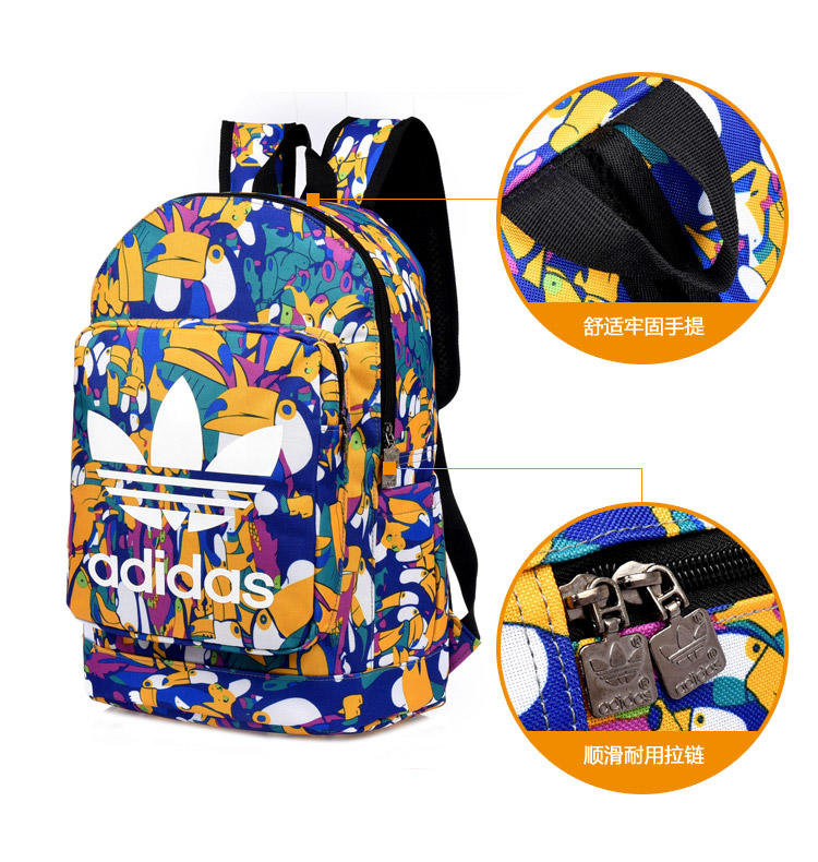 阿迪达斯三叶草印花中学生双肩包男女韩版潮学院风旅行包电脑包时尚运动背包