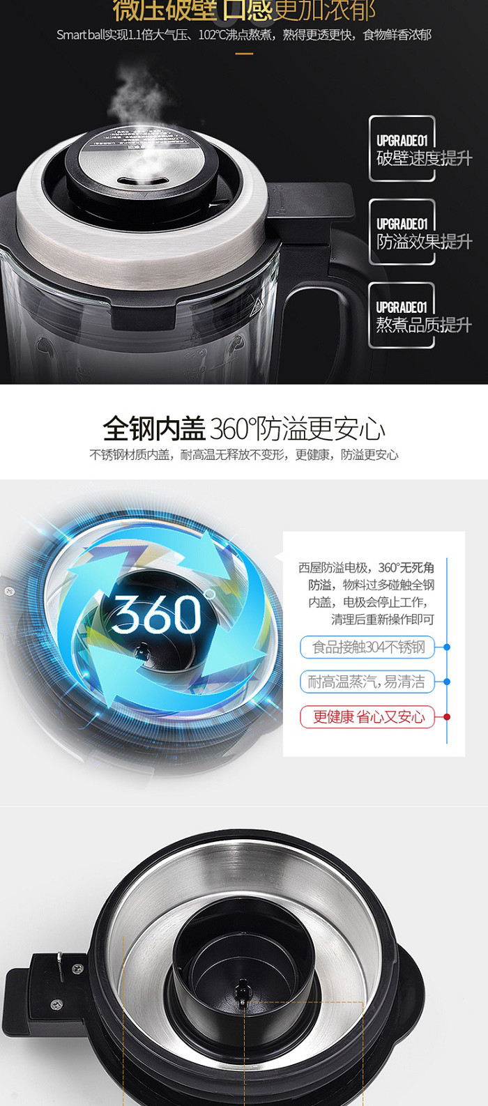 西屋Westinghouse 多功能家用智能变频 破壁机 WFB-VD6