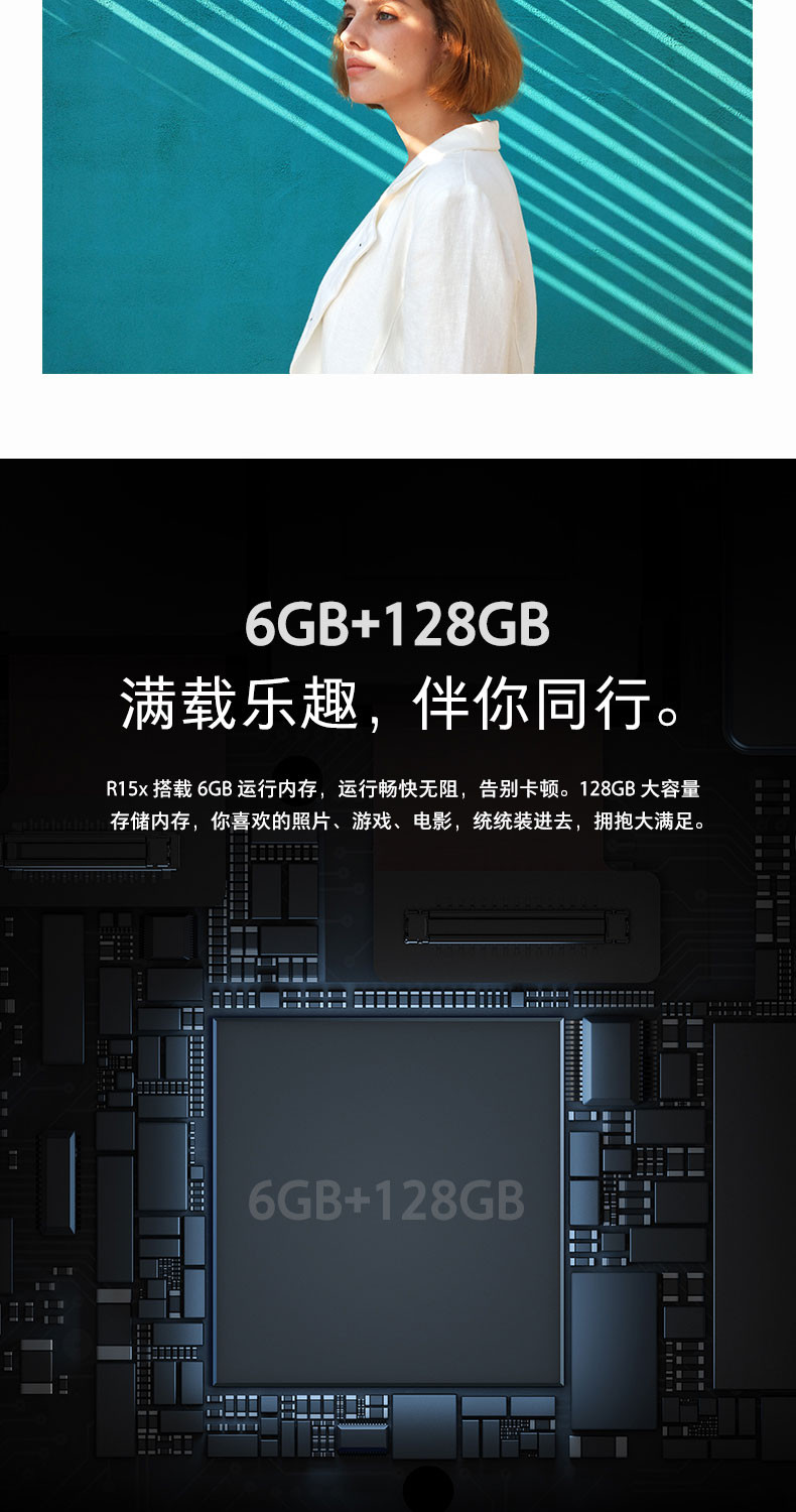 OPPO R15x手机 4G全网通 全面屏 屏下指纹 (6G+128G) 全网通 双卡双待