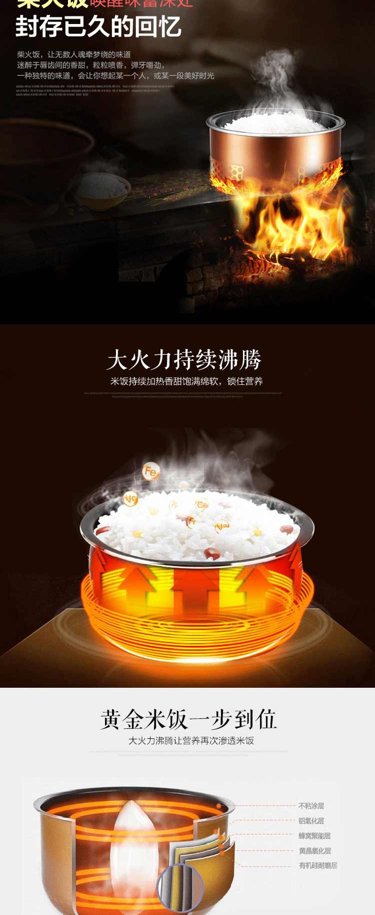 美的（Midea）电饭煲智能电饭锅4L黄晶蜂窝内胆不锈钢机身可拆卸可预约RS4099HB