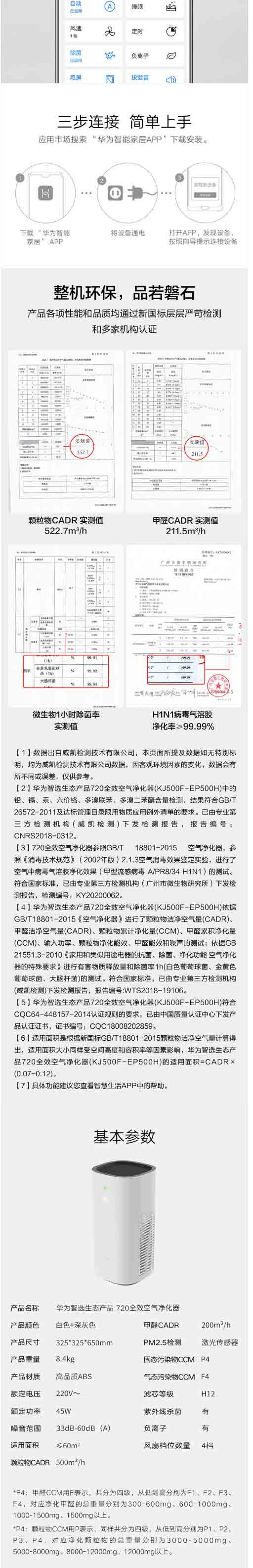 华为智选全效空气净化器(KJ500F-EP500H)