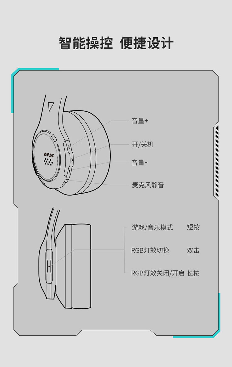 漫步者/EDIFIER 无线蓝牙耳机 头戴式电竞游戏耳麦