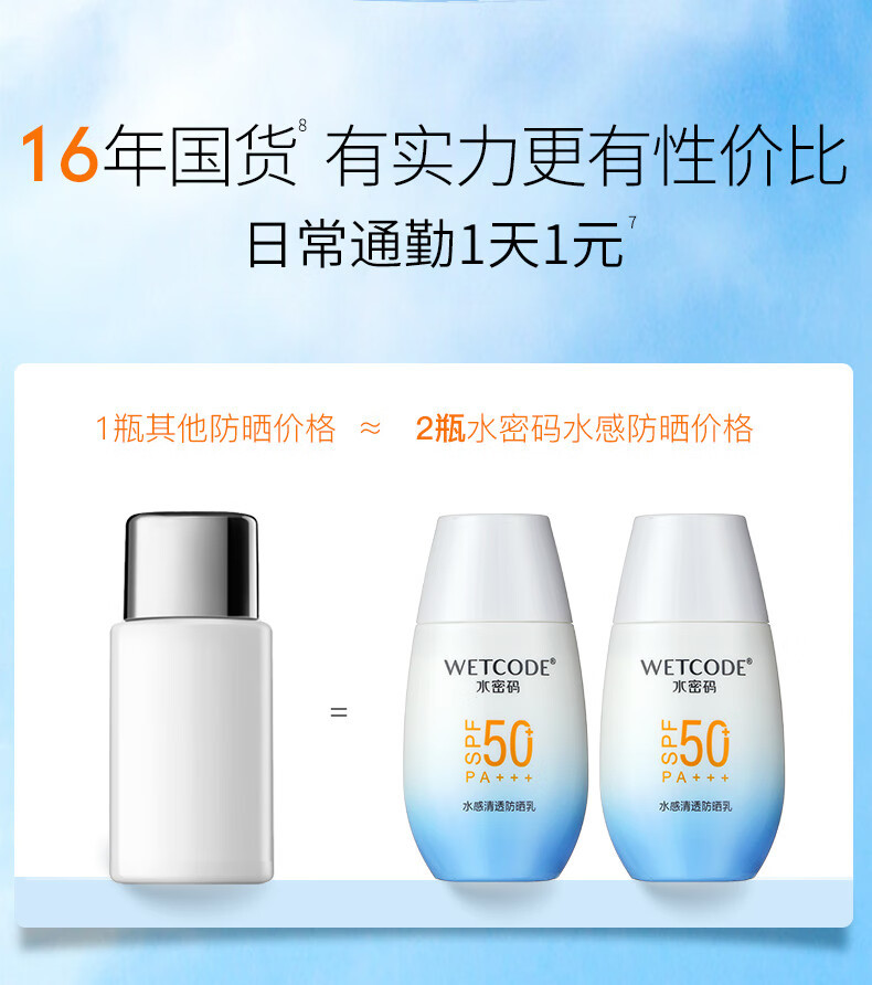 水密码/WETCODE 云朵防晒40g水感清透防晒露SPF50 PA+++