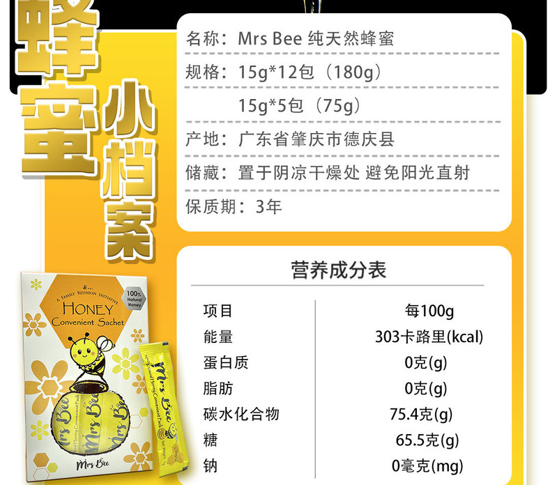 Mrs Bee 【肇庆馆】德庆升平村供港蜂蜜15g