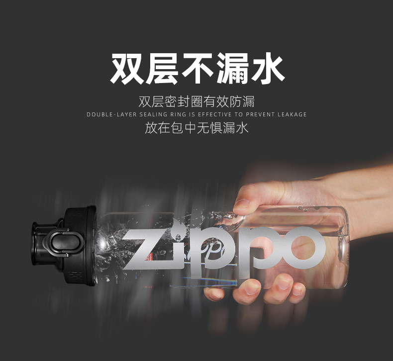 ZIPPO 夏天男女塑料防摔户外水壶Tritan大容量便携健身运动水杯子500ml