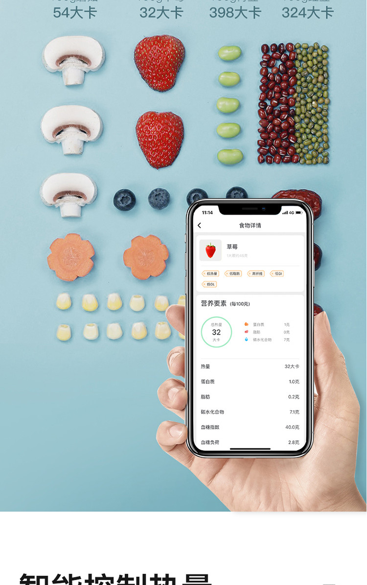 云康宝（Yolanda） 智能营养秤厨房秤 食物热量监测摄入控制方案 APP控制 CK10炫彩版