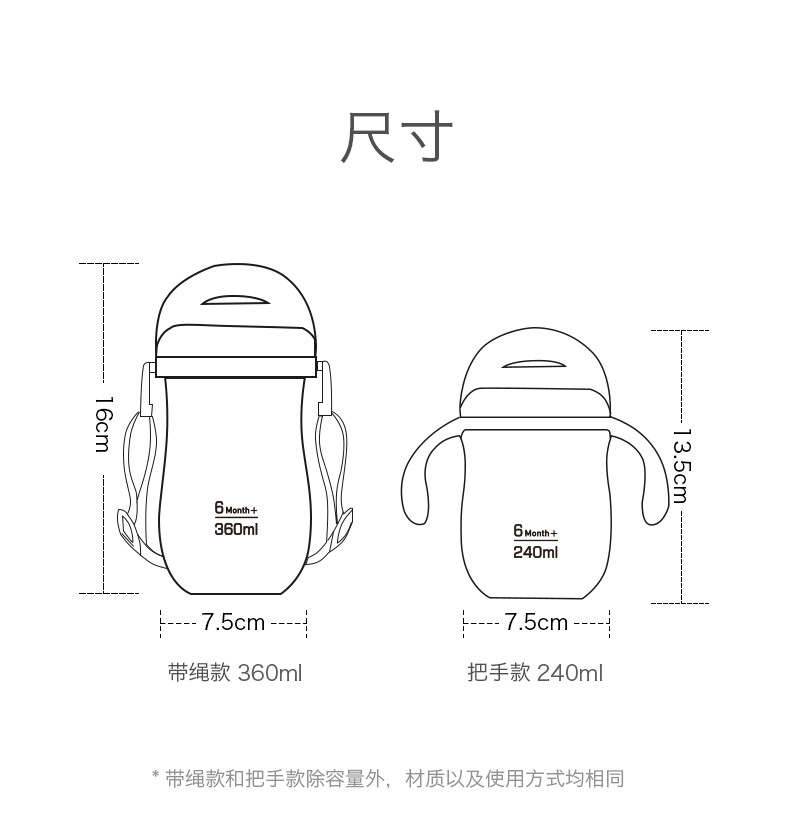 babycare 婴儿学饮杯宝宝喝水杯子防呛带手柄重力球PPSU儿童吸管杯2716