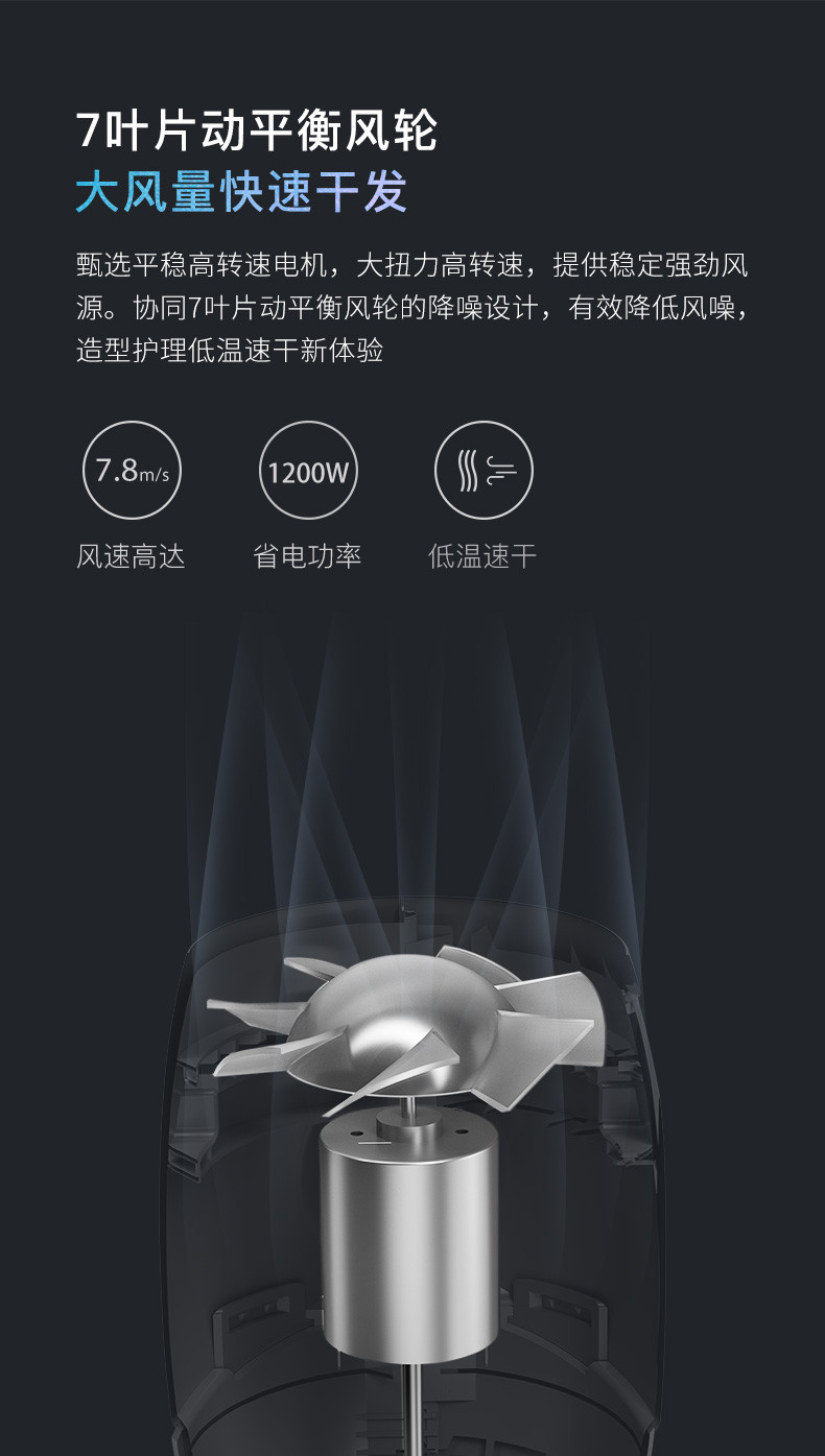 映趣 电吹风机家用大功率护发电吹风便携学生宿舍负离子冷热风炫彩Air Plus