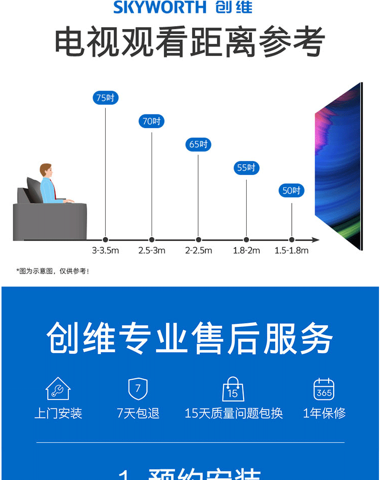 创维/SKYWORTH 55英寸4K超高清防蓝光 远场语音全面屏 55A50