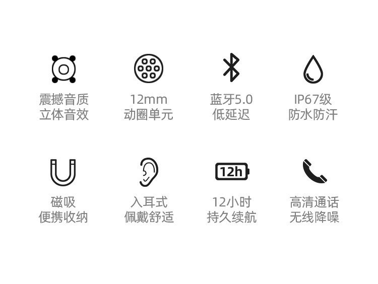 纽曼 蓝牙耳机颈挂式入耳式项圈耳机无线运动磁吸防水 立体声C20