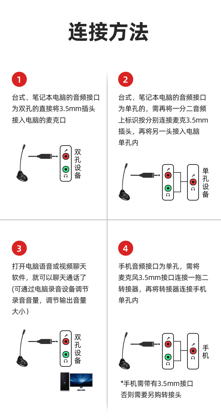 纽曼 电脑桌面麦克风 笔记本话筒台式机家用游戏直播语音会议麦 ZM01