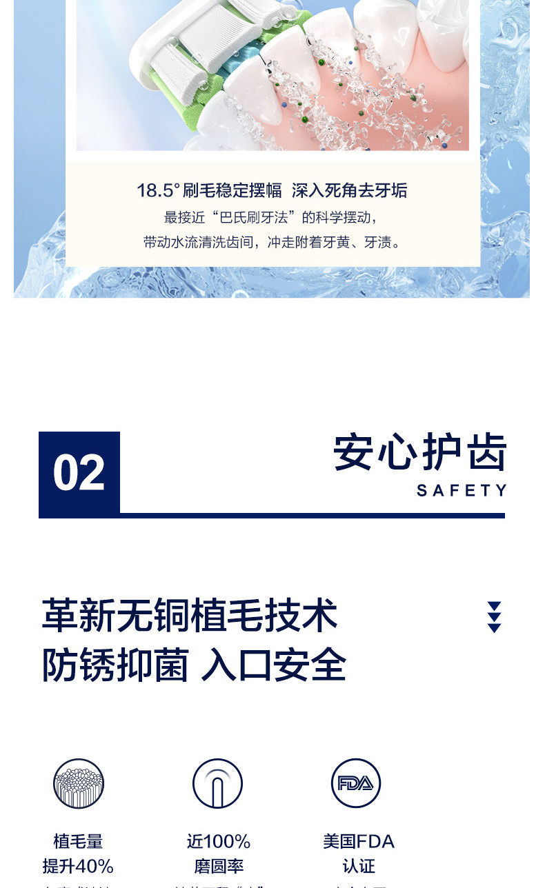 素士 电动牙刷情侣口腔护理智能便携声波全自动牙刷精致礼盒 X3U