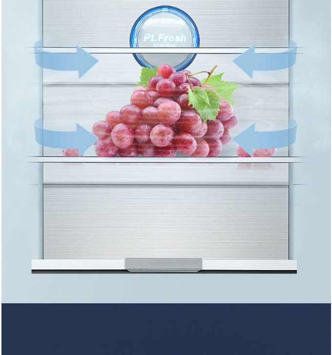美的/MIDEA 263升三开门电冰箱一级能效智能渐变色玻璃面板 BCD-263WTGPZM(Q)