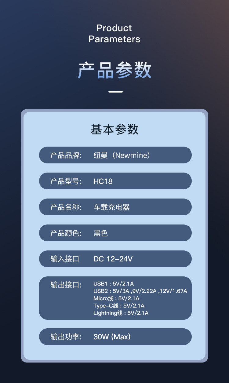 纽曼（Newmine）车载充电器 车充 点烟器转换插头 智能数显电压监测 汽车通用 HC18