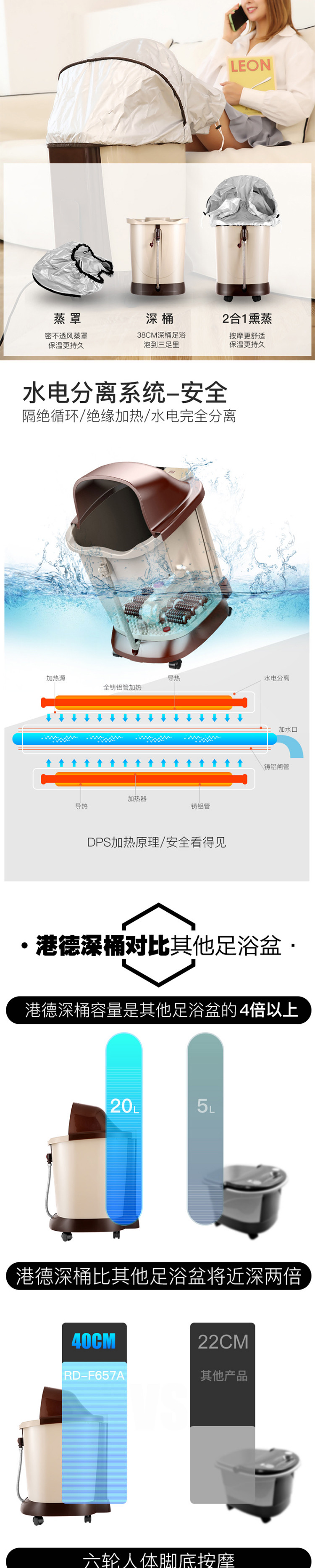  港德 全自动深桶足浴盆RD-657A豪华版