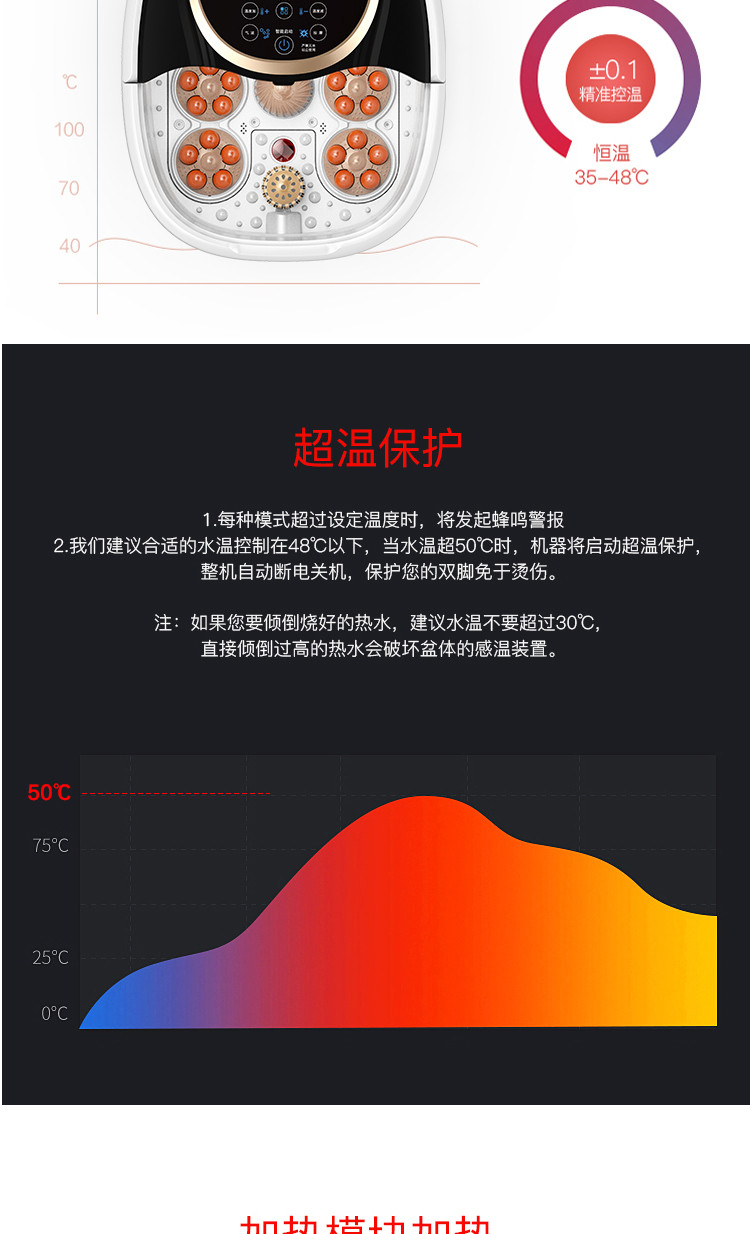  泰昌/Taichang 足浴盆全自动按摩恒温脚动滚轮泡脚盆 TC-Z5211