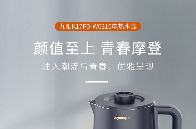  九阳/Joyoung 烧水壶1.7L双层锁温防烫家用电热水壶 W6310