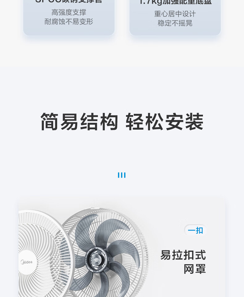 美的/MIDEA 电风扇 家用风扇落地扇立式轻音节能电扇台扇SAF30AC