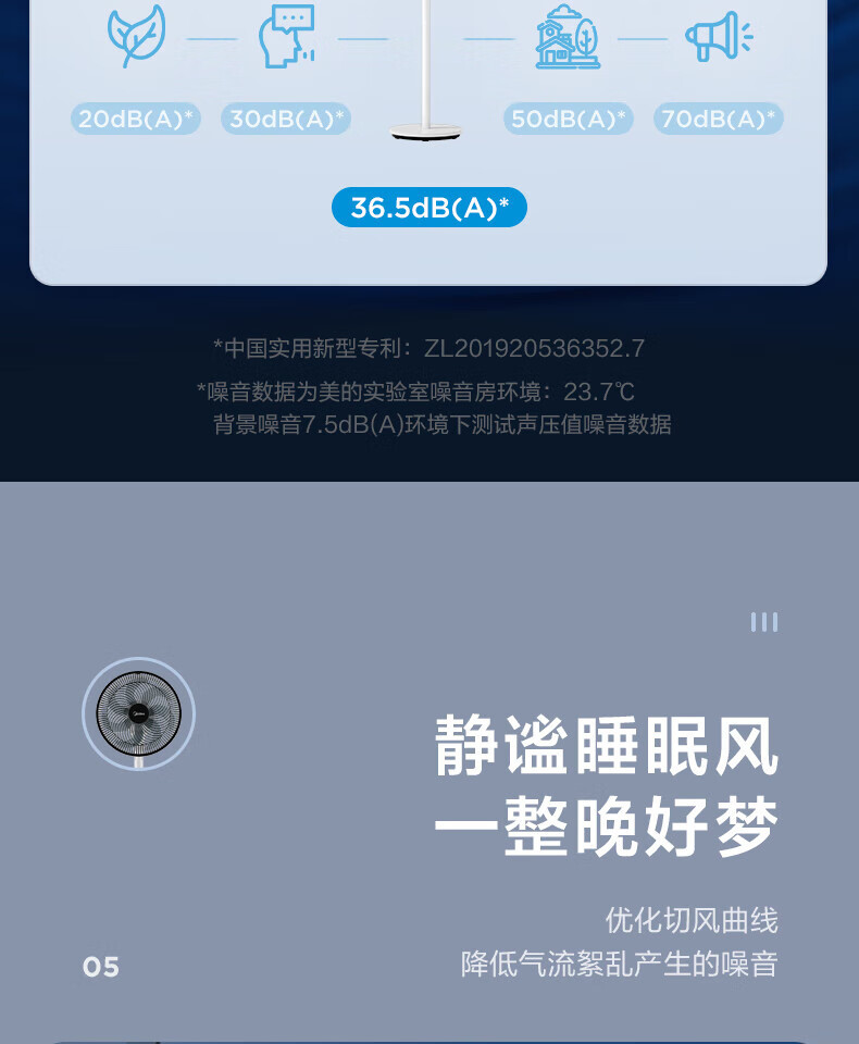 美的/MIDEA 电风扇三档风速台地两用七叶仿生扇叶轻音柔风FSA30VAC