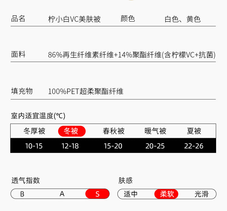 际华家纺 柠檬抗菌冬被 冬季保暖被子 加厚冬被 保暖