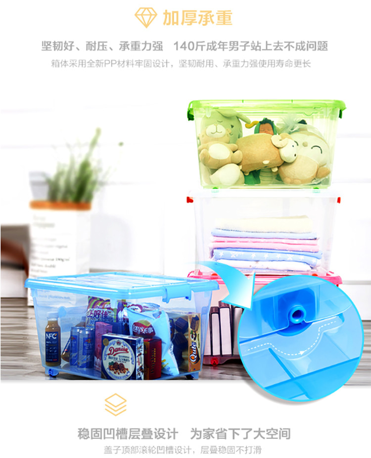 茶花 塑料收纳箱多规格 加厚塑料整理箱儿童玩具 储物箱衣服收纳箱35L
