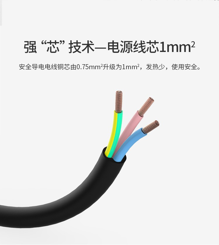 飞科/FLYCO 新国标插座1.8M插线板排插接线板3USB+3组合孔 FS2000