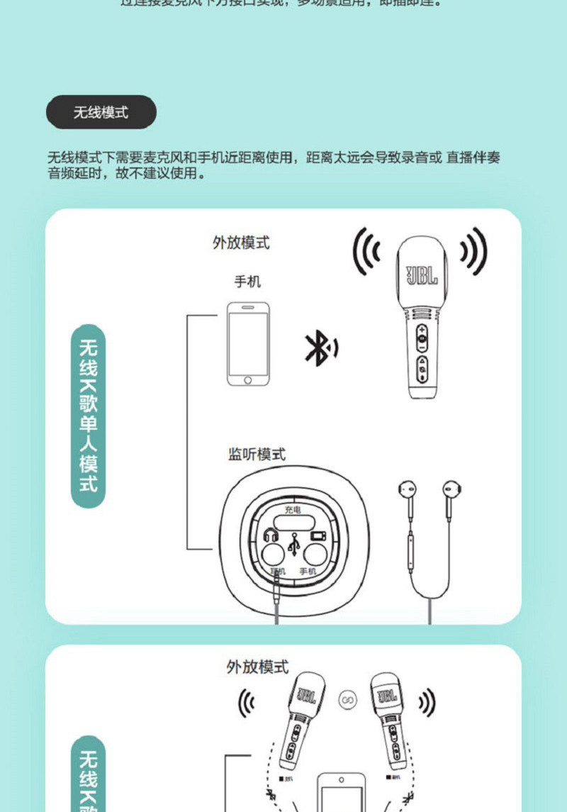 JBL 蓝牙无线麦克风 KMC300