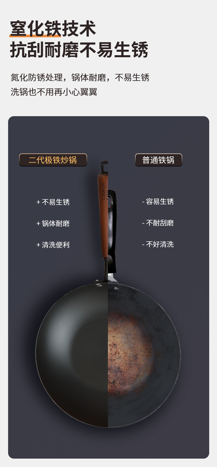 炊大皇/COOKER KING 煎炒多用极铁系列第二代精铁炒锅32cm BZ50540