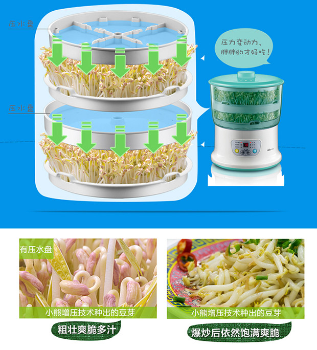 小熊豆芽机DYJ-S6108正品 智能定时全自动 家用 大容量