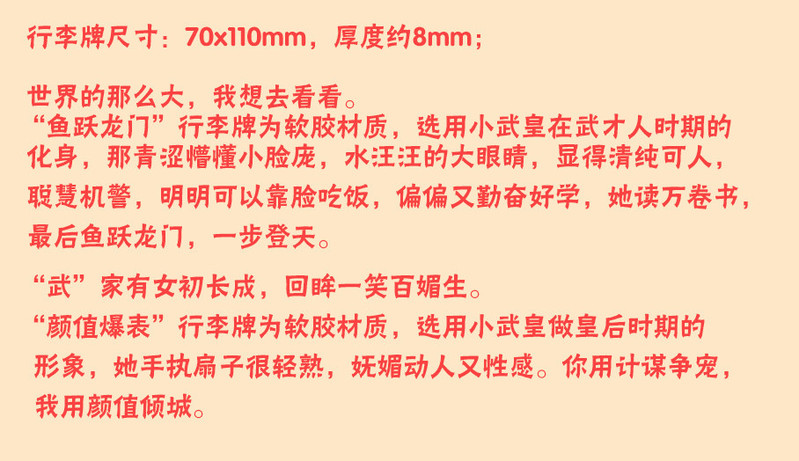 【邮乐洛阳】特色文化创意礼品特产小礼物武则天《随朕出行》行李牌洛阳元素（包邮）