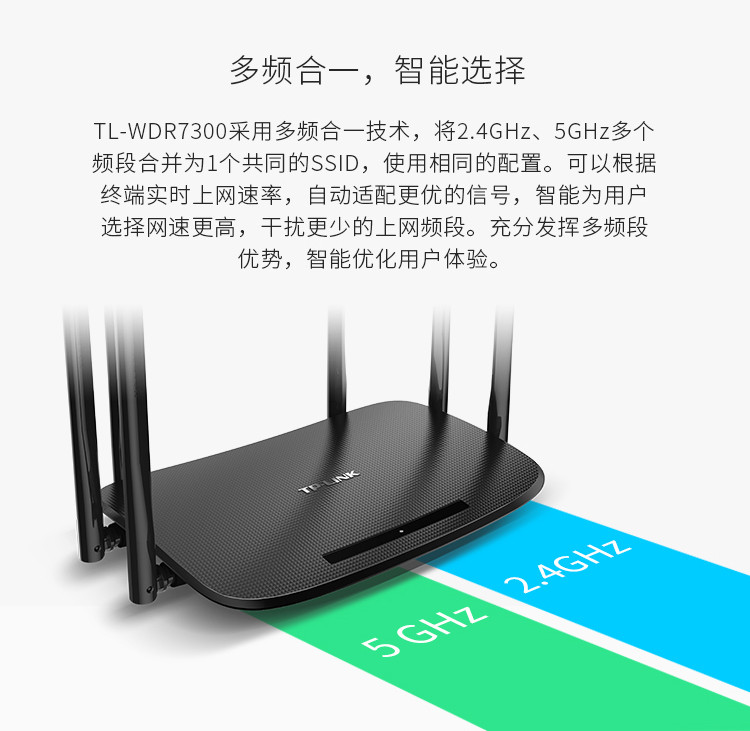 TP-LINK TL-WDR7300 智能11AC双频无线路由器 光纤宽带大户型穿墙