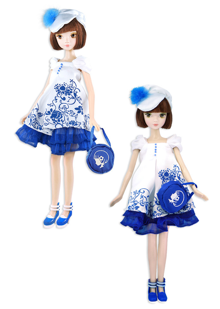 可儿娃娃（Kurhn）七周年纪念版 青花时尚礼服娃娃芭比娃娃 女孩玩具生日礼物 1122