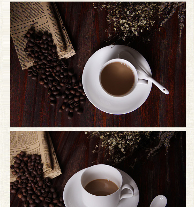 乐享 陶瓷咖啡杯碟套装 欧式咖啡具 一杯一碟送一勺纯白