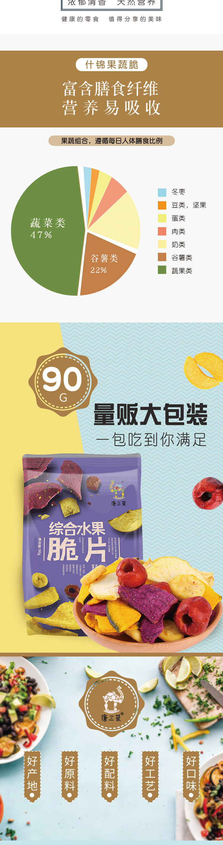 【邮乐洛阳】唐三菜 综合水果脆片90g/包邮