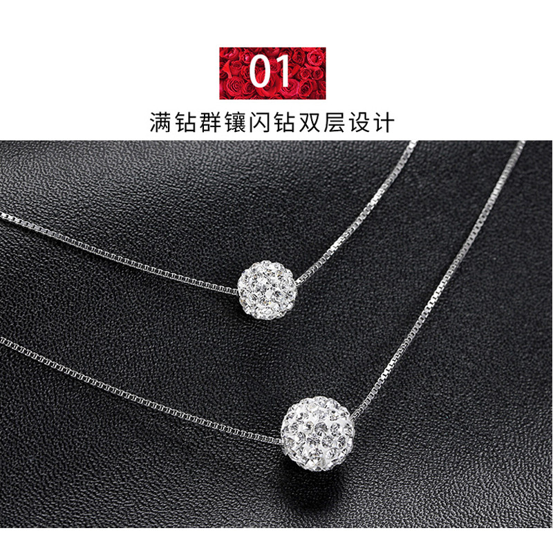 ARMASA/阿玛莎 S925银双珠项链双链双珠吊坠时尚新款韩版风尚