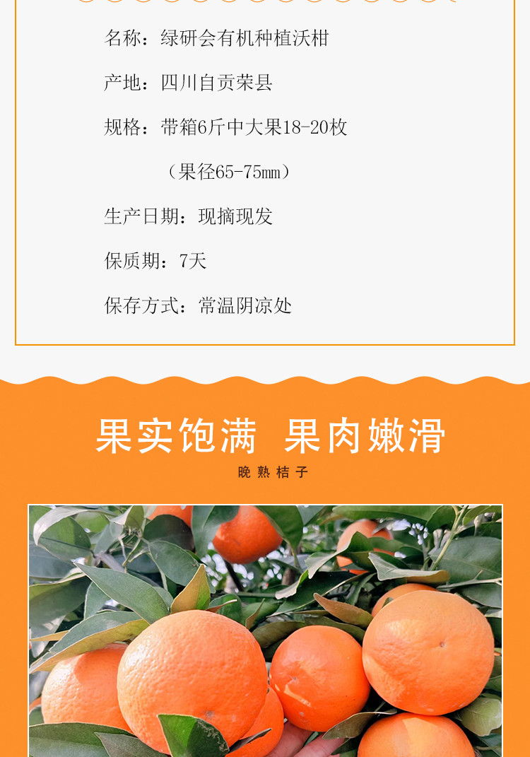 农家自产 四川荣县绿研会有机种植沃柑6斤中大果18-20枚
