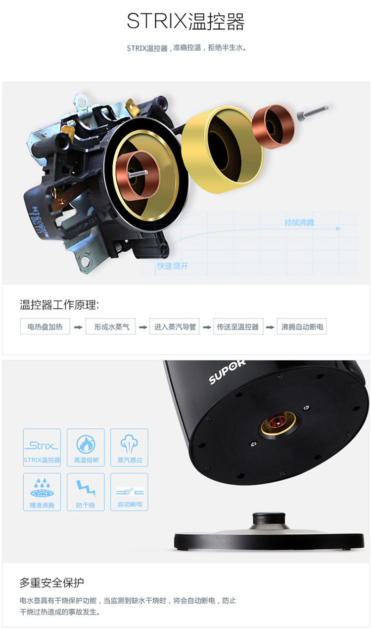 苏泊尔 电水壶热水壶 1.5L全钢无缝双层防烫304不锈钢烧水壶 SWF15E19D