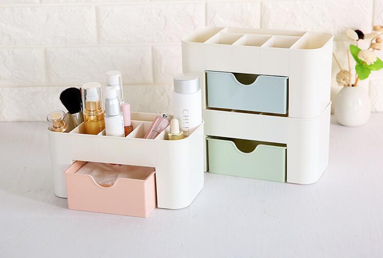 家易点 带抽屉化妆品收纳盒桌面化妆盒家用多功能首饰盒储物盒