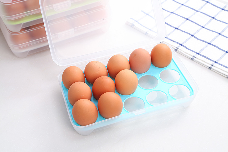 家易点 厨房15格鸡蛋盒冰箱保鲜盒便携野餐鸡蛋收纳盒塑料鸡蛋盒蛋托蛋