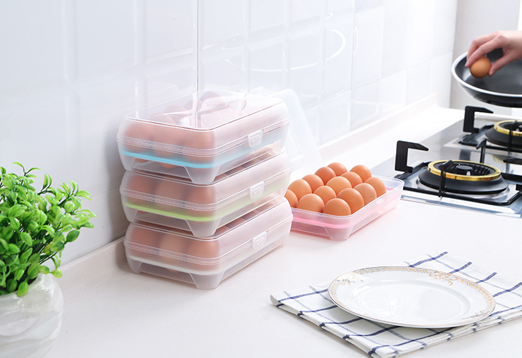 家易点 厨房15格鸡蛋盒冰箱保鲜盒便携野餐鸡蛋收纳盒塑料鸡蛋盒蛋托蛋