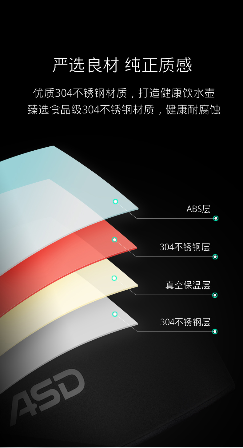 爱仕达新款家用304不锈钢保温壶客厅欧式小容量1升智能保温水壶