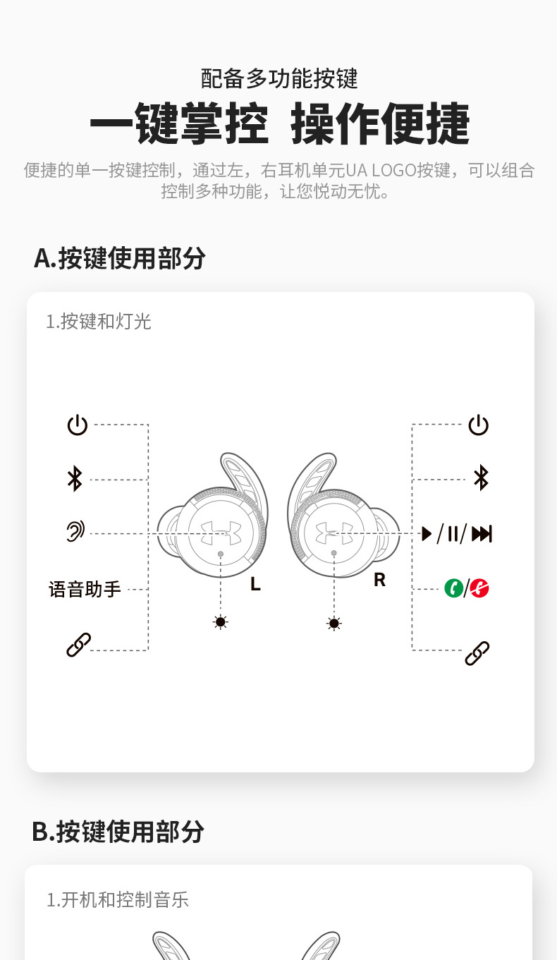 JBL UA FLASH真无线蓝牙运动耳机入耳式耳塞防水防汗小黑盒